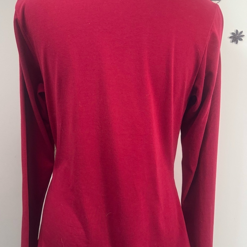 Studio By Liz Claiborne Red Women's Top Long Sleeve Cowl Neck Size S/P - Picture 5 of 10